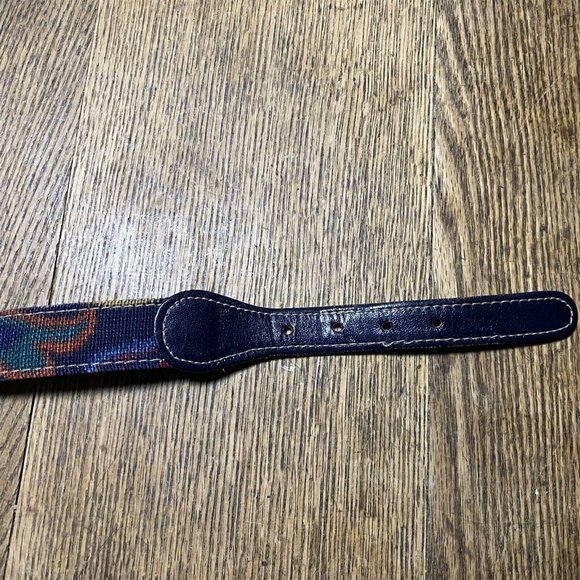 The Leather Shop Belt Vintage Blue Woven Abstract Pattern Skinny - Picture 5 of 8